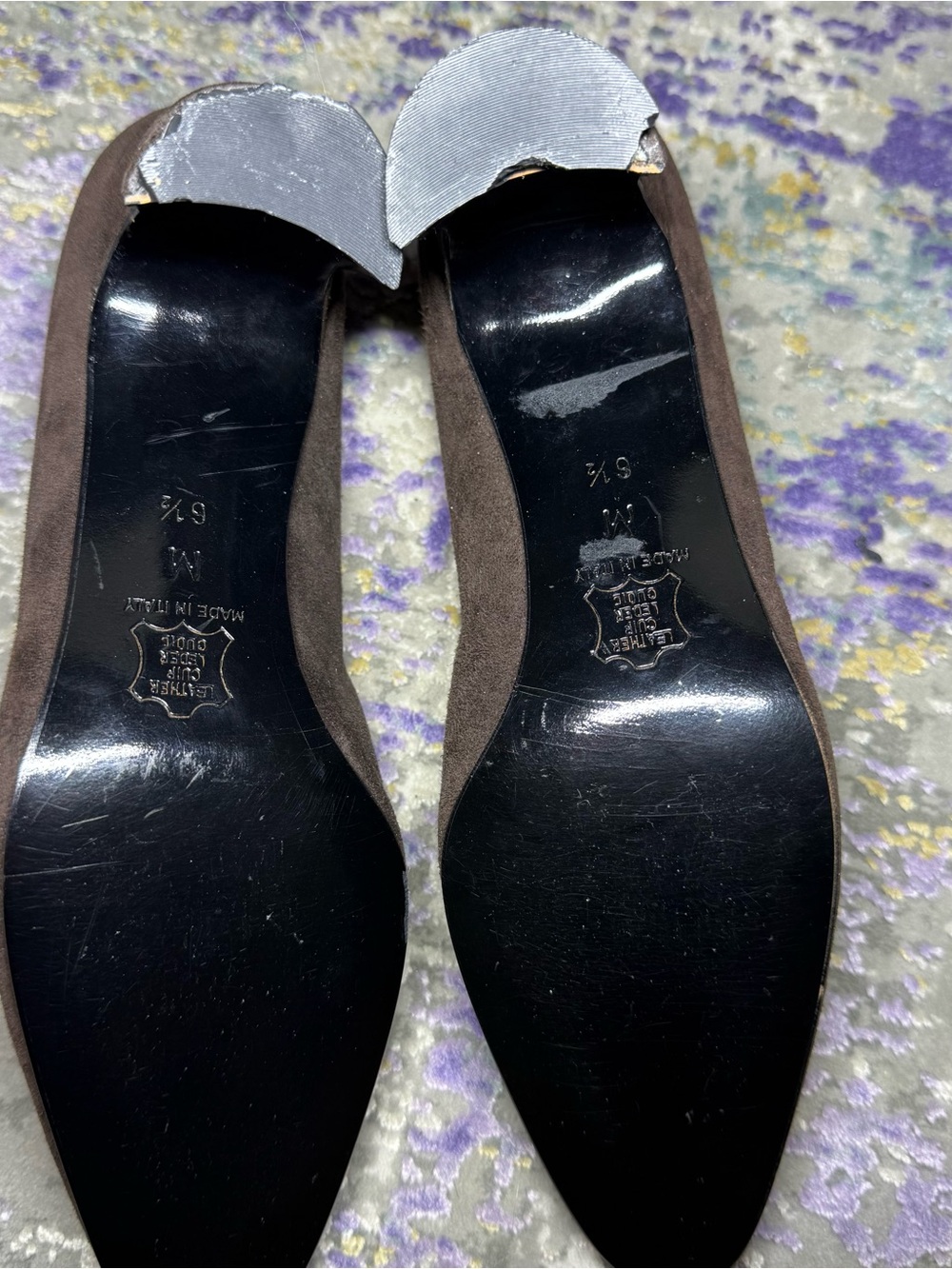 Vintage Yves Saint Laurent Suede Shoes Brown Heels Italy Luigi XV Almond toe - Picture 8 of 11